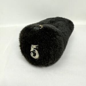 Golf Club Head Cover Furry Fuzzy Black #5 Acrylic Driver / Fairway VTG Golfing